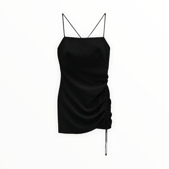 ZARA | Black | DRAPED MINI DRESS - Picture 2 of 9